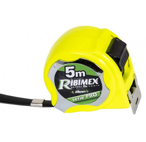 Ribimex PRMES05X28D Flessometro autobloccante Professionale 5 m, Giallo e Nero, 5 metri