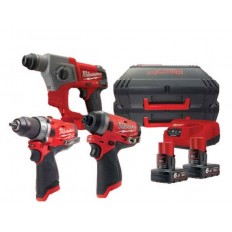 MILWAUKEE M12FPP3A-602X Trapano + Tassellatore + Avvitatore 2 Batterie 12V 6.0Ah
