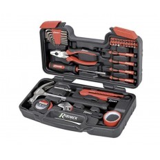 RIBIMEX PRKOUT40/M VALIGETTA UTENSILI DOMESTICA 40 PEZZI, ROSSO E NERO GRIGIO