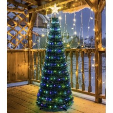 ALBERO DI NATALE CONICO RIPIEGABILE CM.150 GOCCE DI LUCE RGB