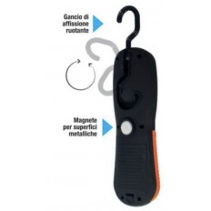 LUCE-QUADRA - Torcia da lavoro a led calamito large con gancio e magnete grande luce quadra nero/arancio - EL028EXPO