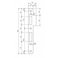 INCONTRO AGB CON ALETTA QUADRATA PER PATENT PICCOLA BORDO TONDO COLORE BRONZO VERNICIATO , FINITURA 22, 20 X 188 MM