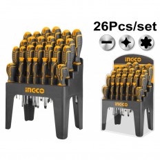 SET 26 CACCIAVITI ASSORTITI  INGCO CON SUPPORTO DA BANCO