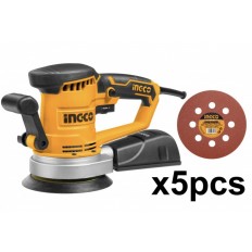 INGCO LEVIGATRICE ROTORBITALE 150 mm 450W RS4508 CON 5 FOGLI DI CARTA ABRASIVA